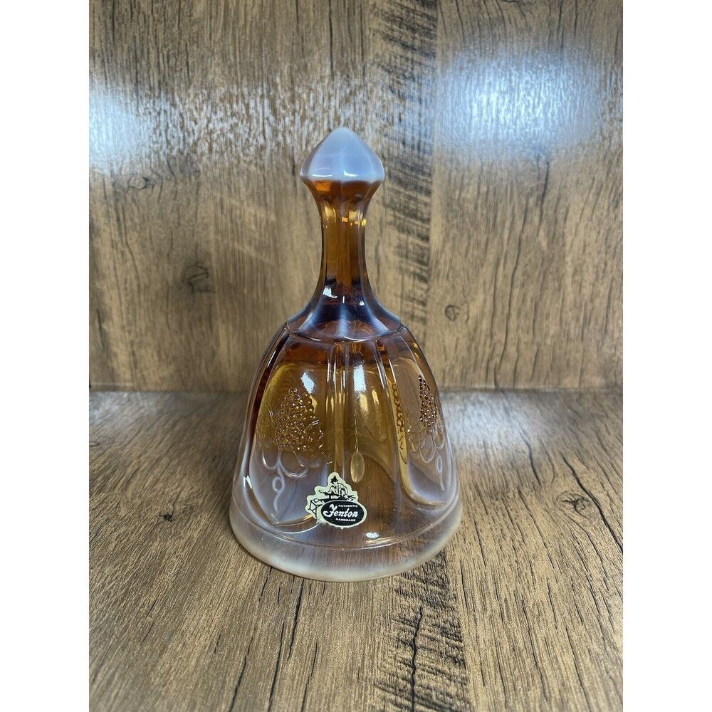 Vintage Fenton Amber Opalescent Glass Bell 6" Grapes On Vine